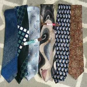 6 Vtg Designer Silk Ties - Lot F - Bellissimo!